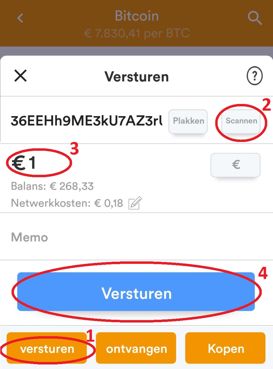 Betalen met breadwallet is een kwestie van scanne, bedrag invullen en verzenden.