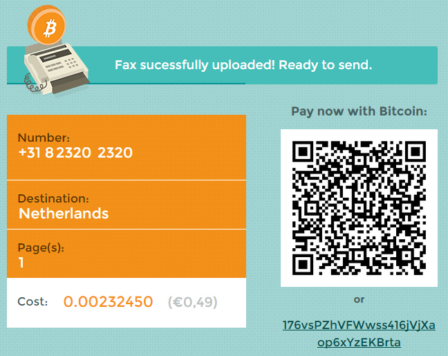 Een fax versturen via bitcoinfax.net
