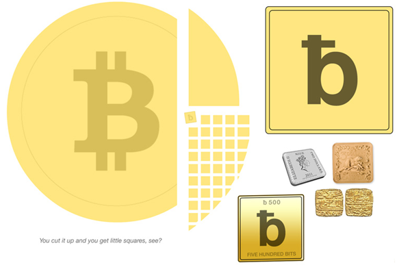 Proposed shape for the “bits” symbol is a square, and to keep the gold color.
