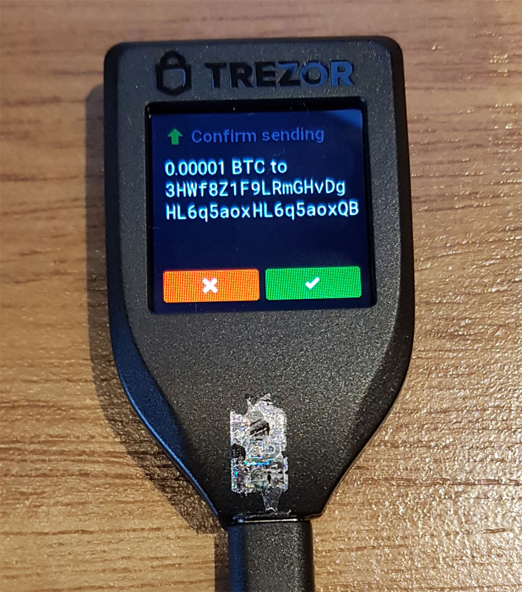 Bevestigen van een betaling op de Trezor