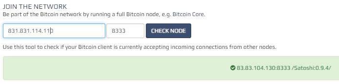 Op getaddr.bitnodes.io kan je controleren of je Bitcoin node bereikbaar is.