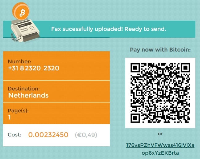Een fax versturen via bitcoinfax.net
