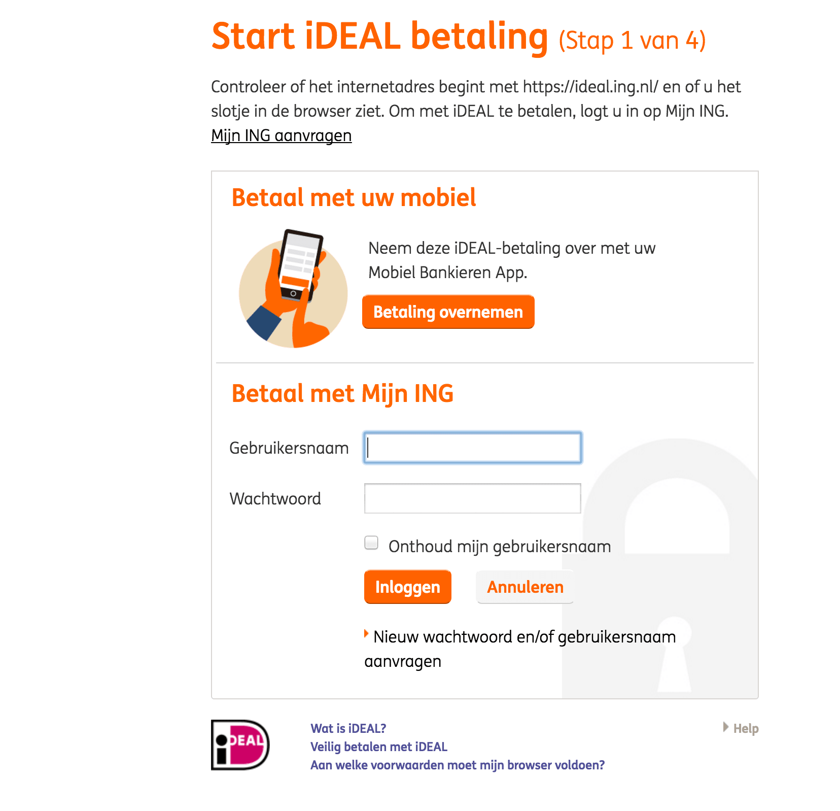 Start ideal betaling