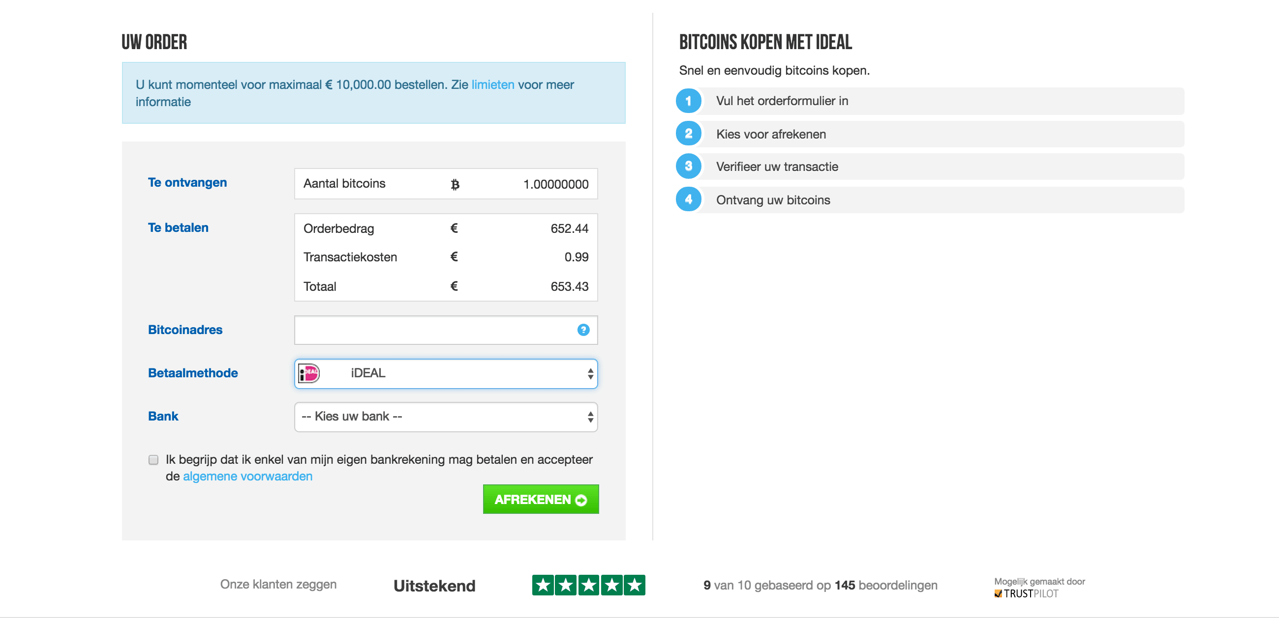 Bitcoin kopen order